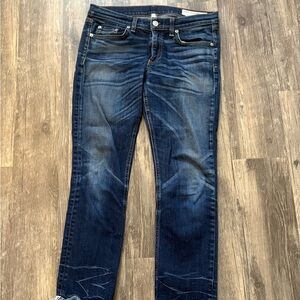 rag & bone Dark Blue Straight Leg, cropped Jeans